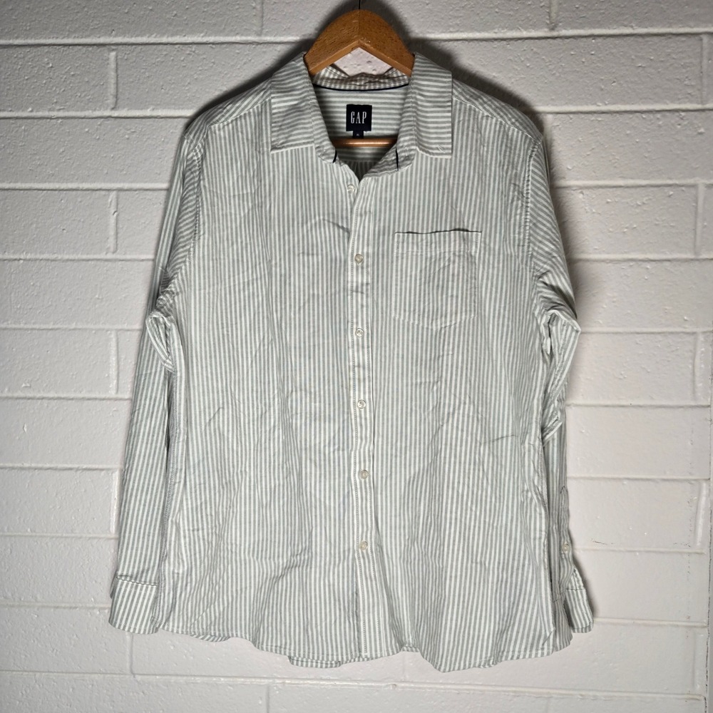Gap Button Down Shirt Mens XL Striped‎ Long Sleeve Cotton Office Resort Classic